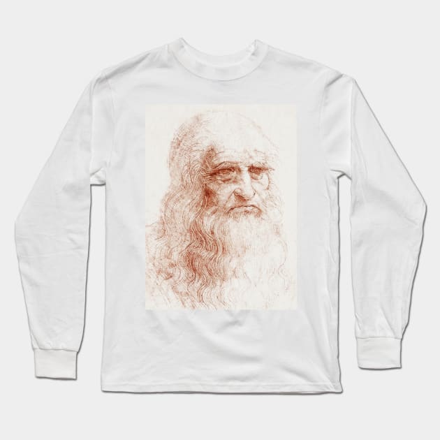 Portrait of Da Vinci Long Sleeve T-Shirt by Drmb